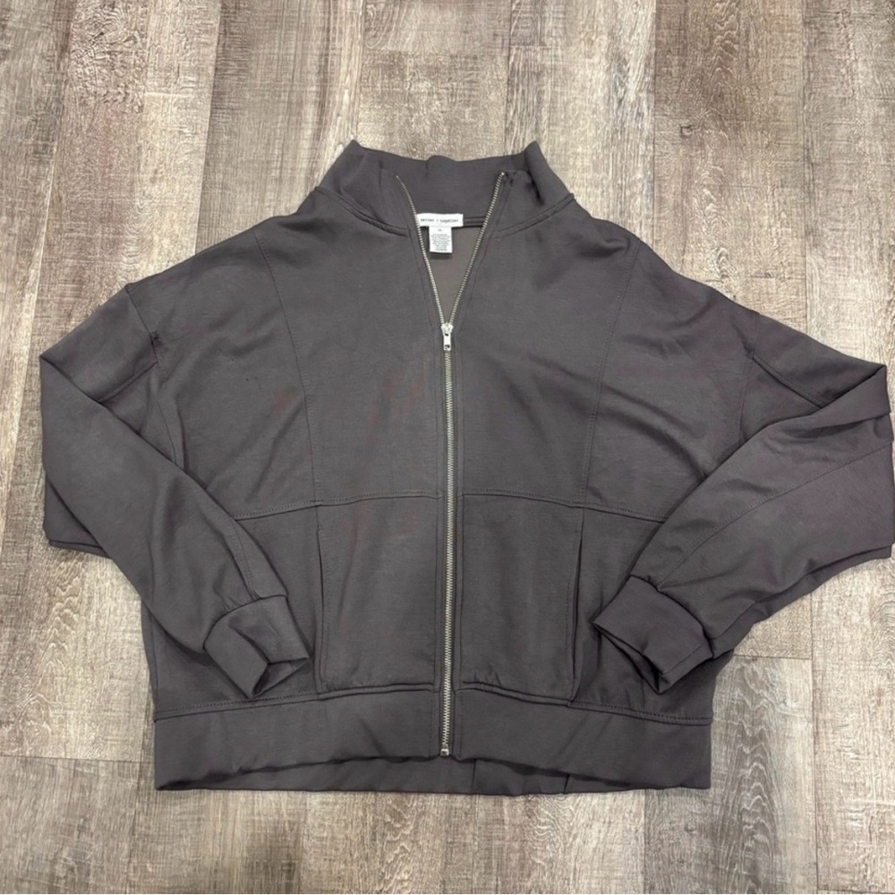 Ladies Better Together Dark Gray Zip-Up Sweater